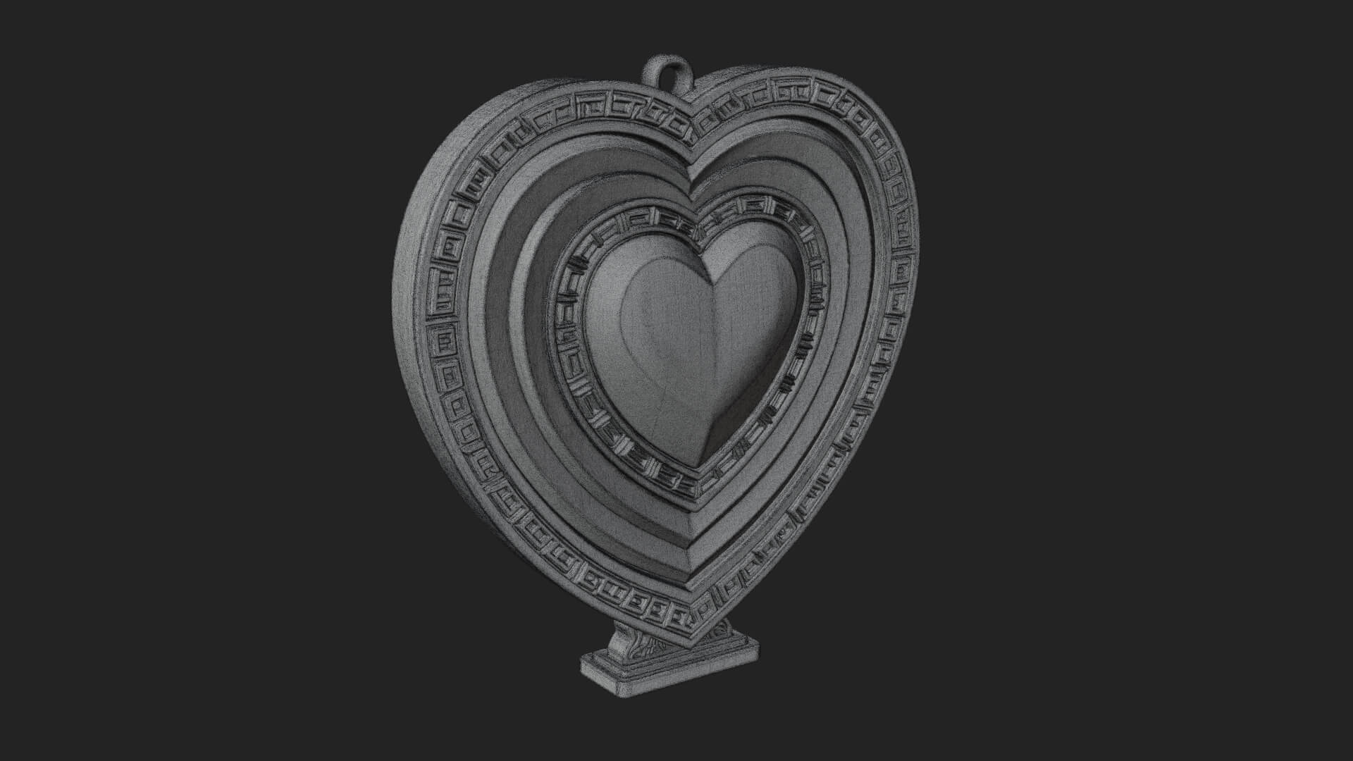 Ornate Framed Heart Plaque Design 303 3D Print Model 3D Model