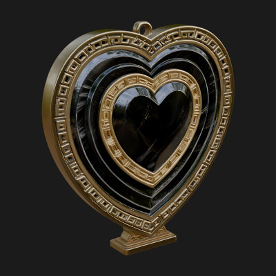 Ornate Framed Heart Plaque Design 303 3D Print Model