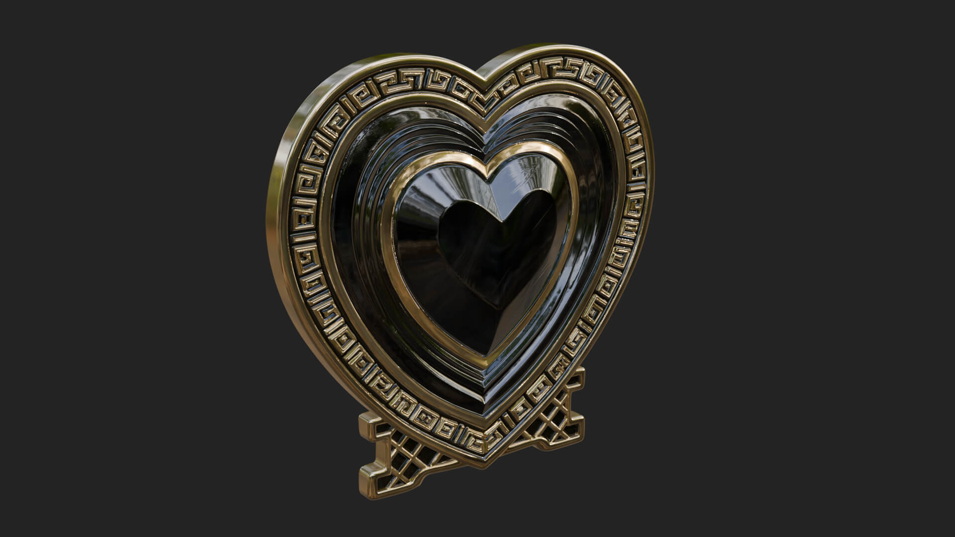 Ornate Framed Heart Plaque Design 304 3D Print Model 3D Model