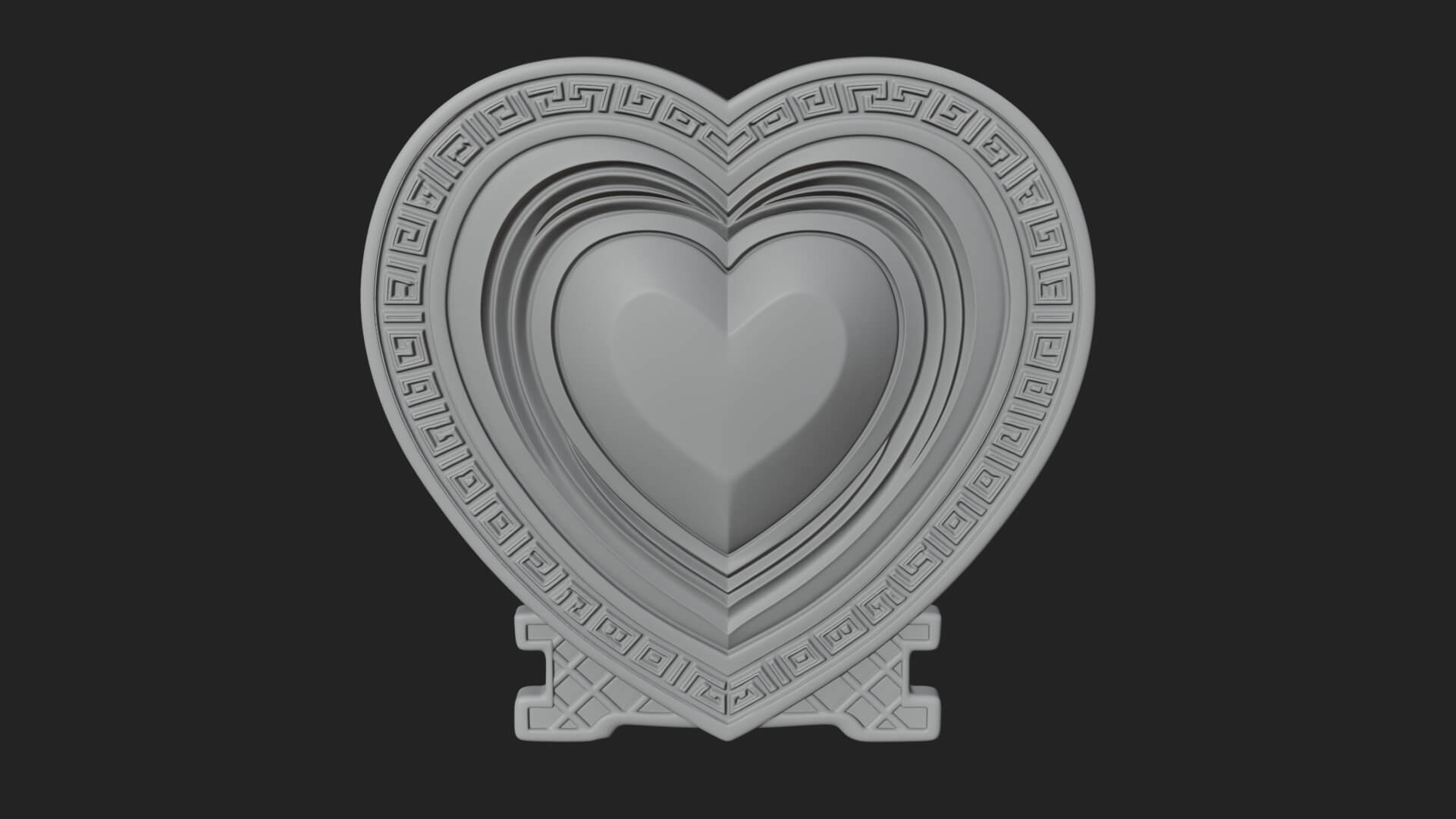 Ornate Framed Heart Plaque Design 304 3D Print Model 3D Model