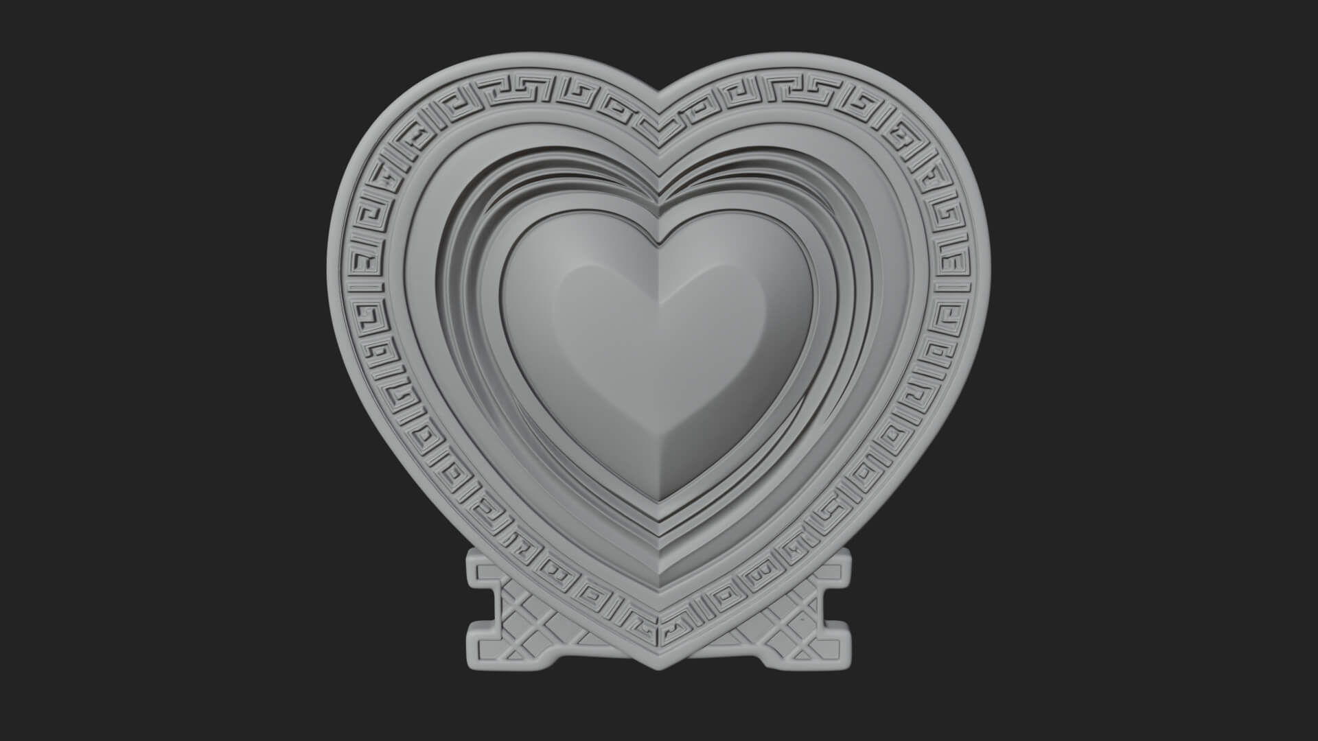 Ornate Framed Heart Plaque Design 304 3D Print Model 3D Model