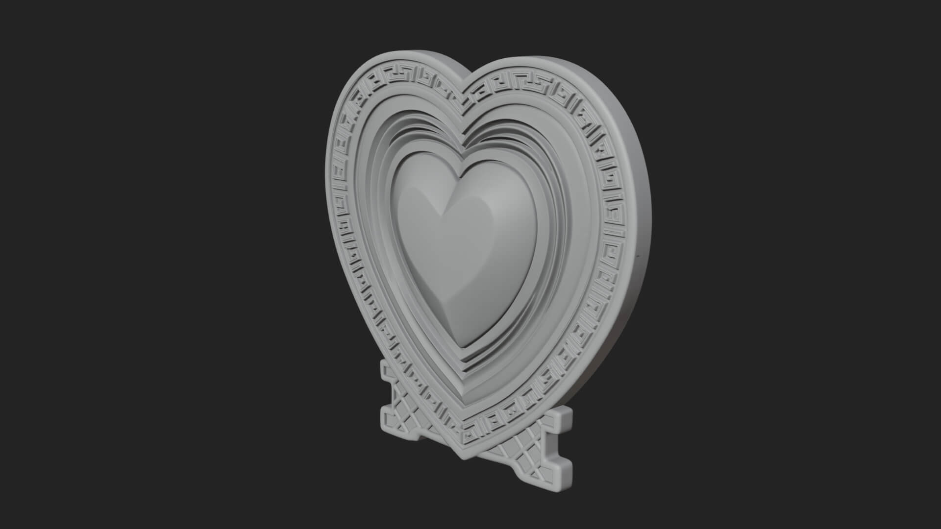 Ornate Framed Heart Plaque Design 304 3D Print Model 3D Model