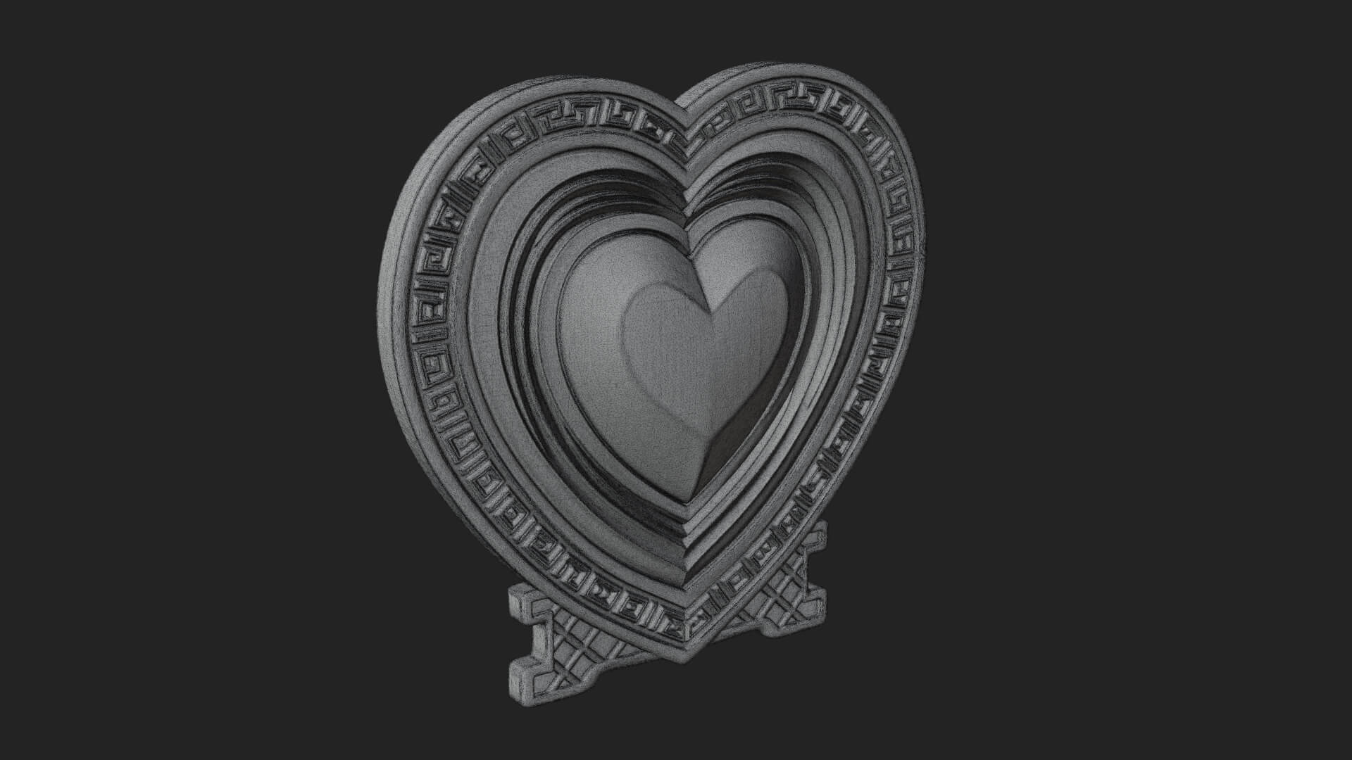 Ornate Framed Heart Plaque Design 304 3D Print Model 3D Model