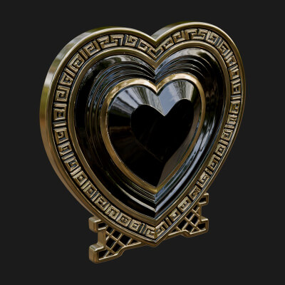 Ornate Framed Heart Plaque Design 304 3D Print Model