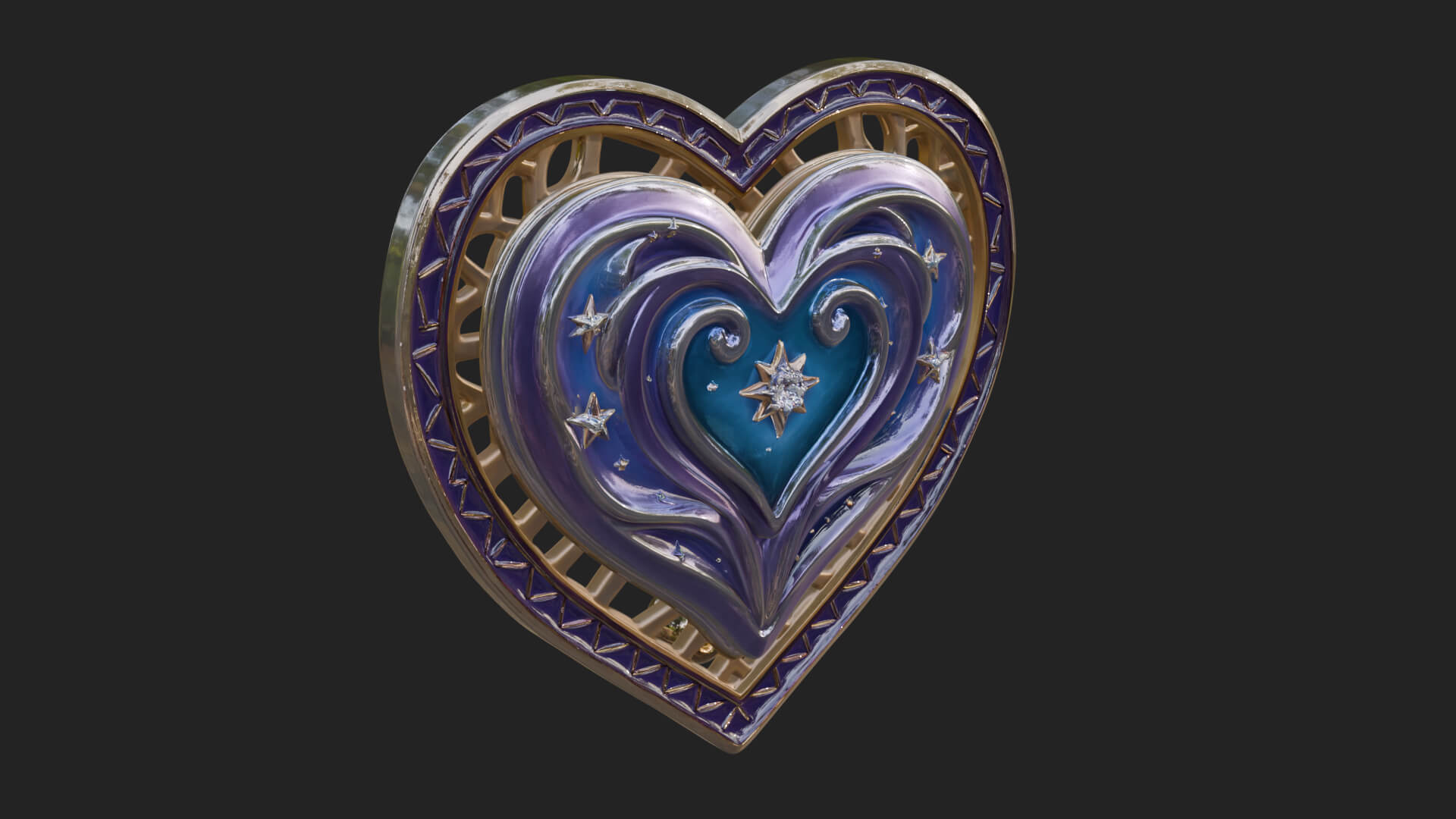 Ornate Framed Heart Plaque Design 305 3D Print Model 3D Model