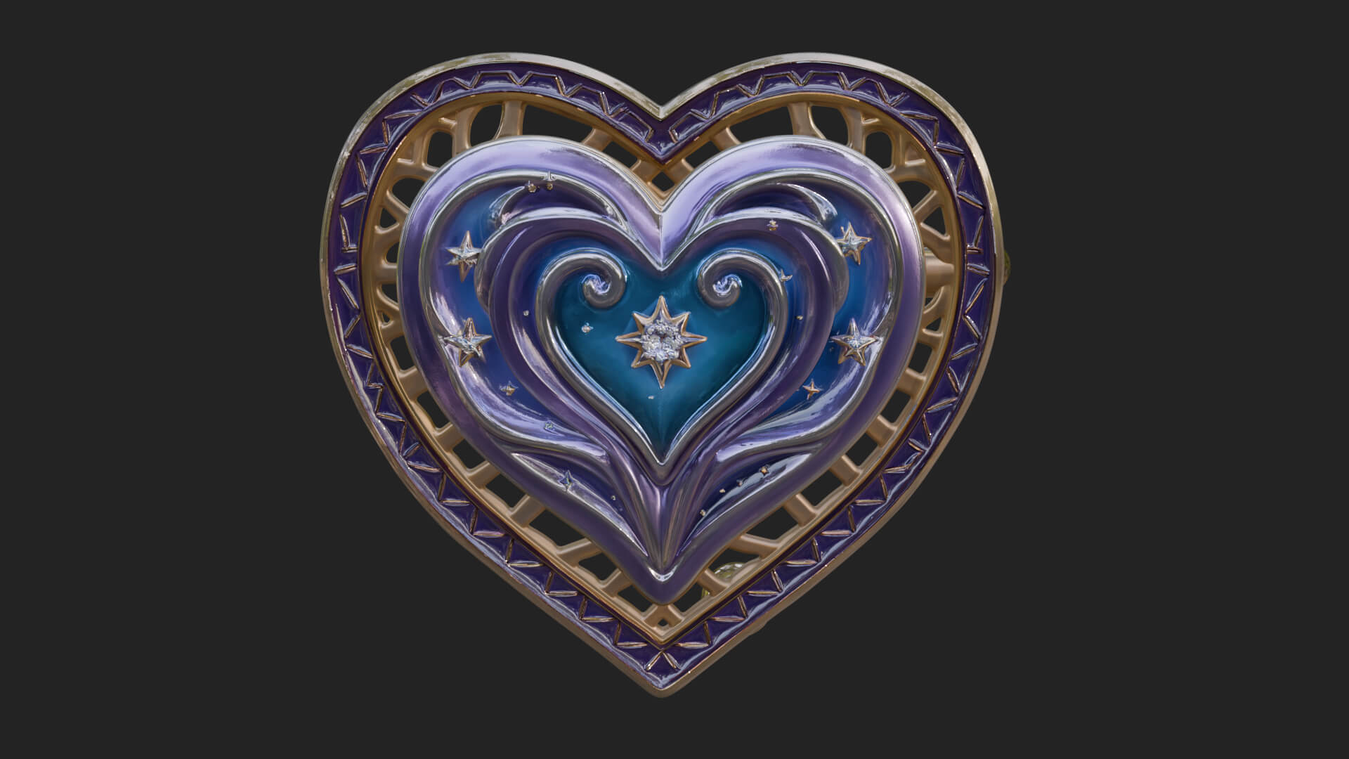 Ornate Framed Heart Plaque Design 305 3D Print Model 3D Model