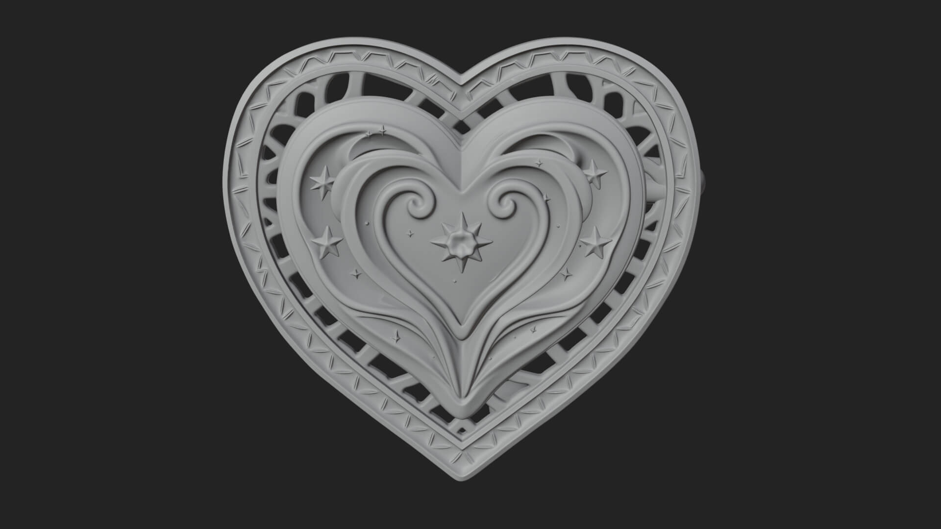 Ornate Framed Heart Plaque Design 305 3D Print Model 3D Model
