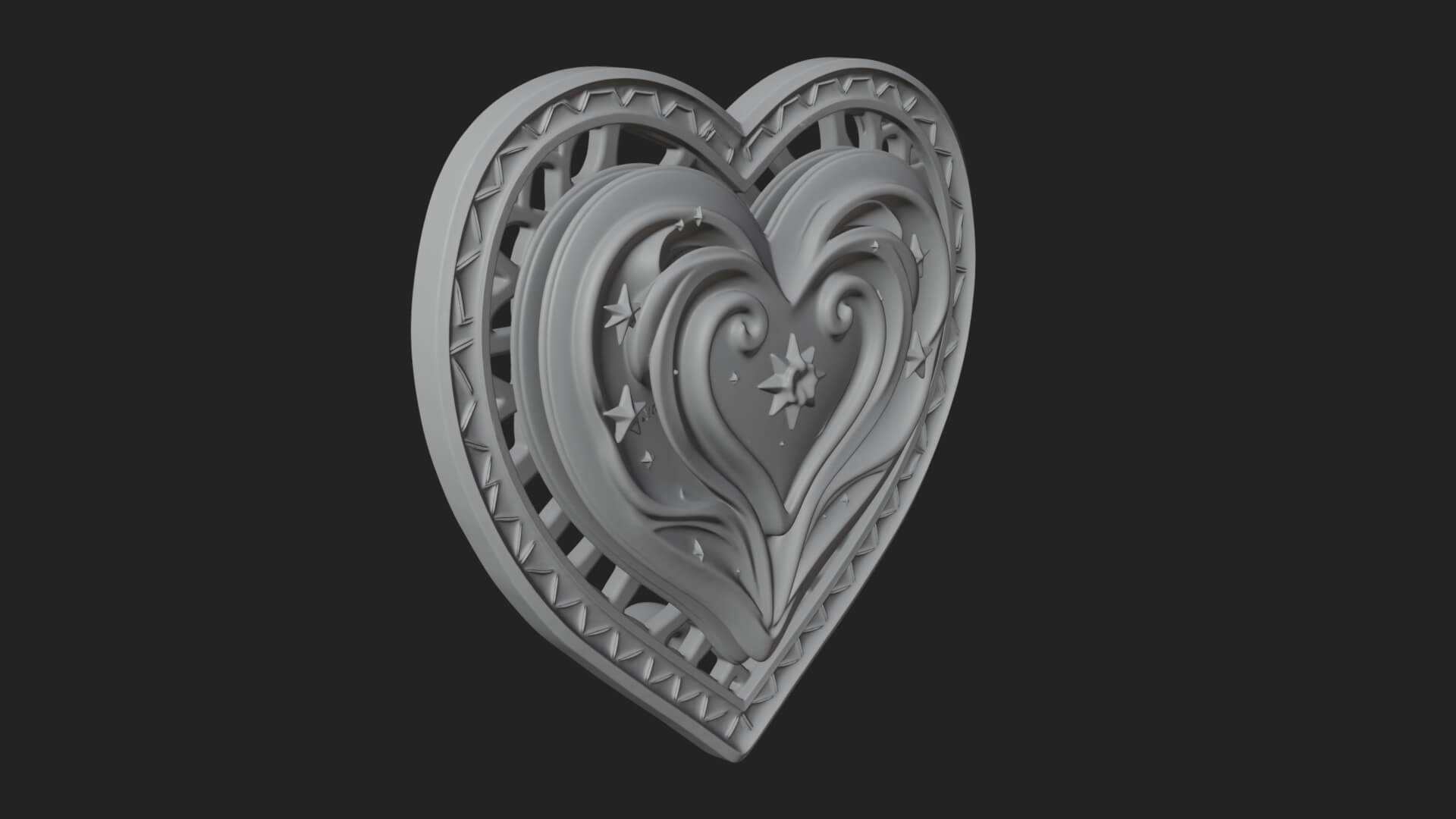 Ornate Framed Heart Plaque Design 305 3D Print Model 3D Model