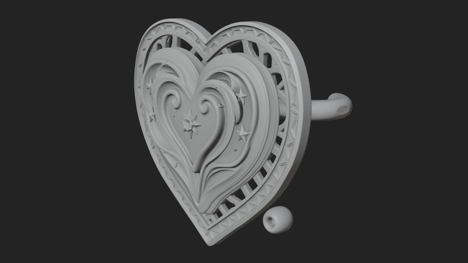 Ornate Framed Heart Plaque Design 305 3D Print Model 3D Model
