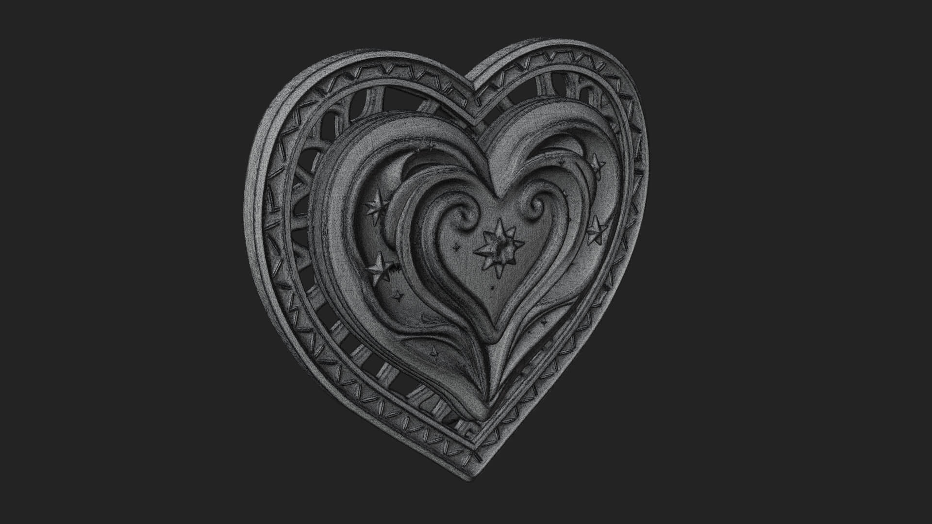 Ornate Framed Heart Plaque Design 305 3D Print Model 3D Model