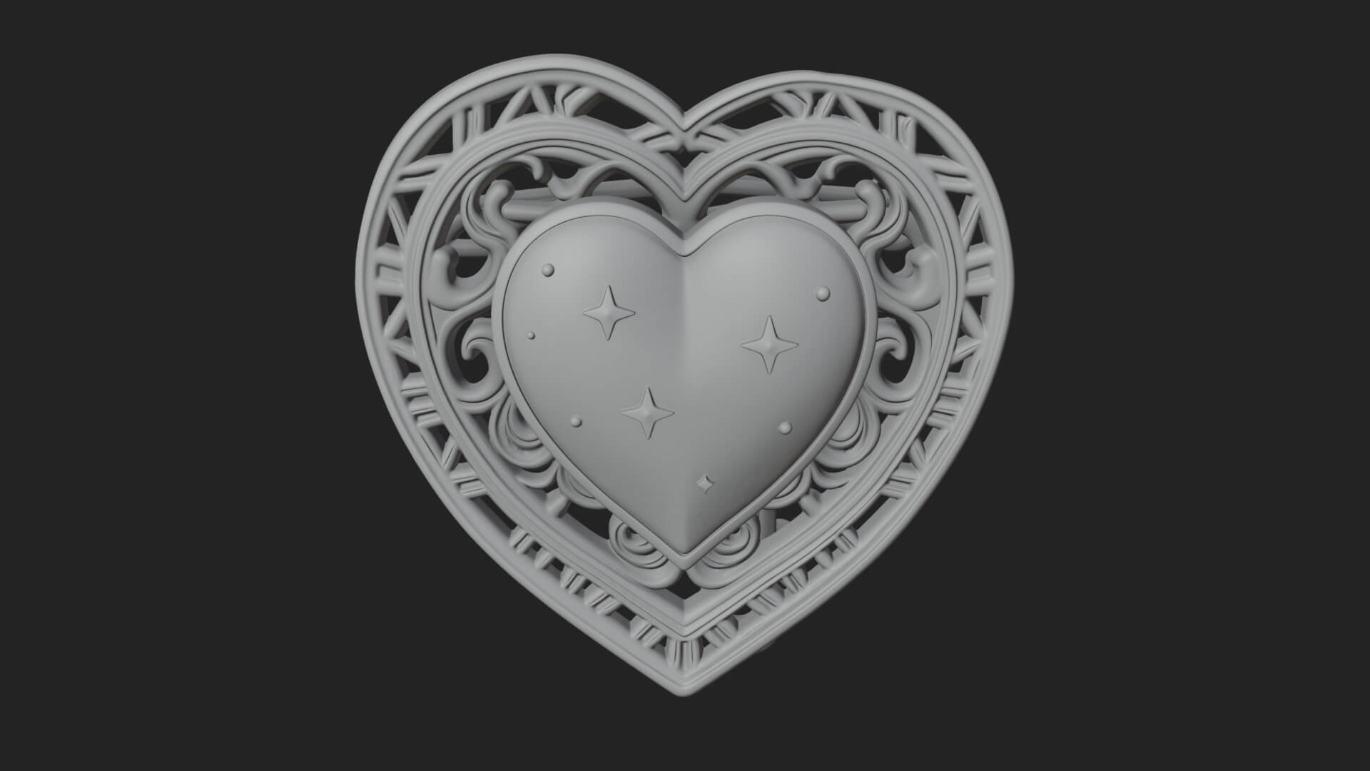 Ornate Framed Heart Plaque Design 306 3D Print Model 3D Model