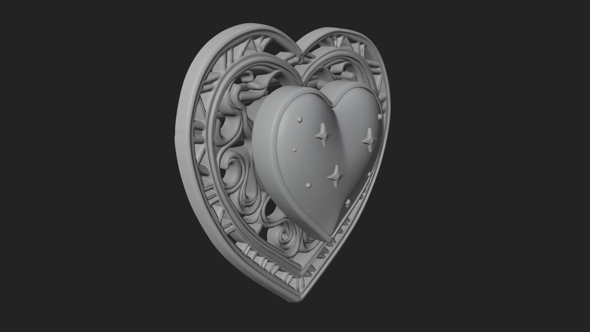 Ornate Framed Heart Plaque Design 306 3D Print Model 3D Model