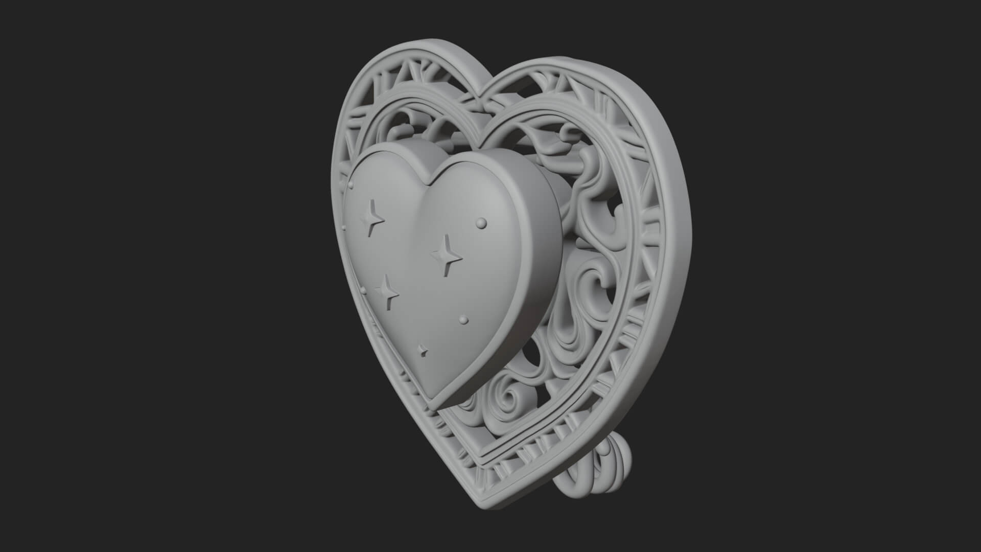 Ornate Framed Heart Plaque Design 306 3D Print Model 3D Model