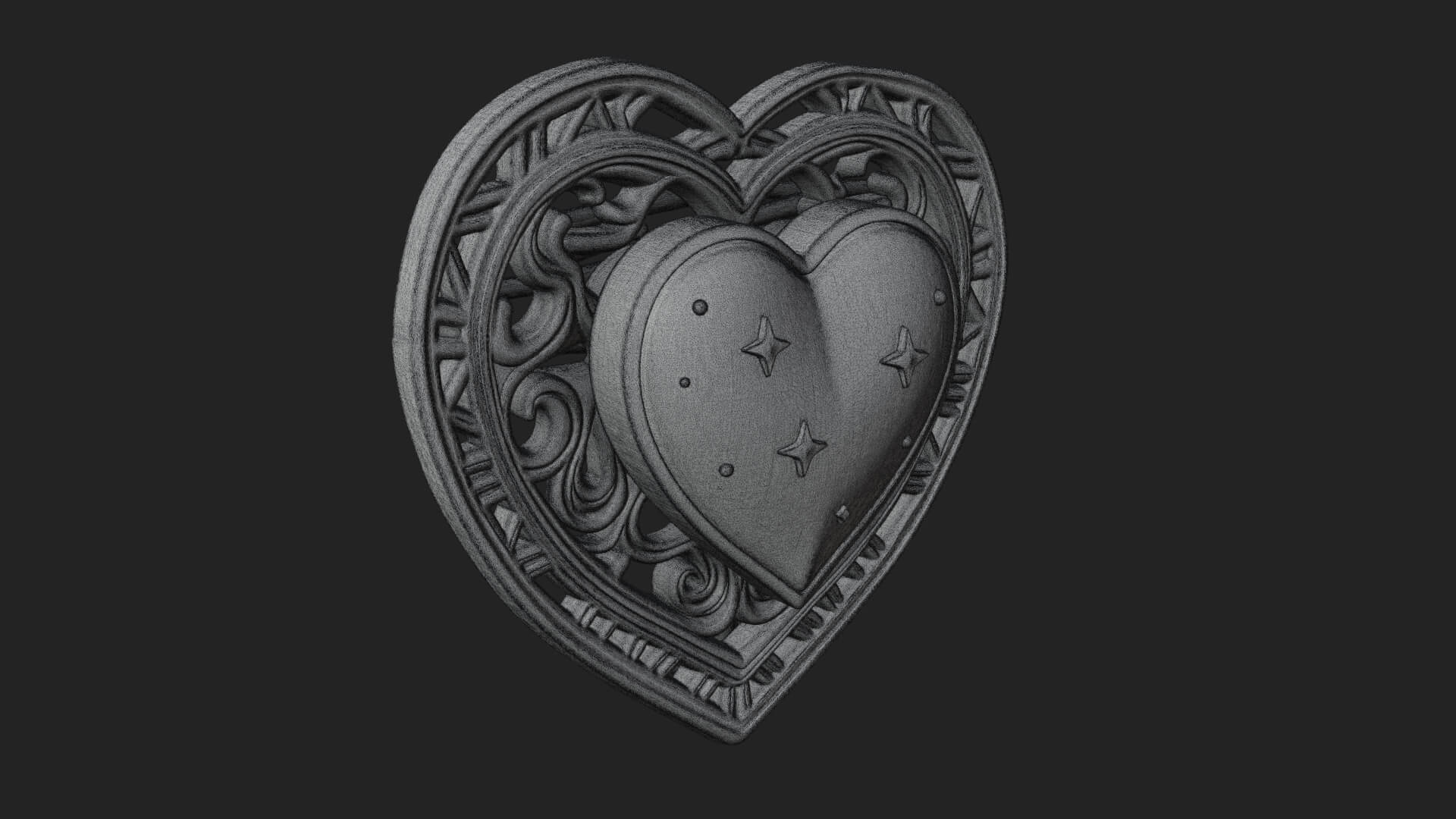 Ornate Framed Heart Plaque Design 306 3D Print Model 3D Model