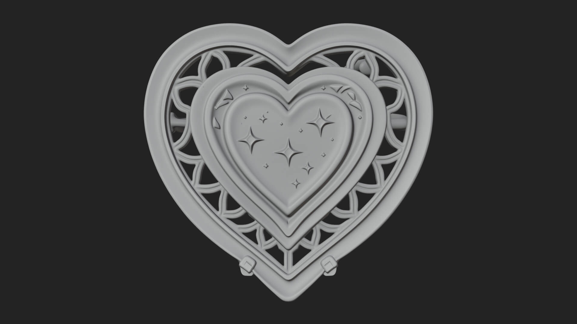 Ornate Framed Heart Plaque Design 307 3D Print Model 3D Model
