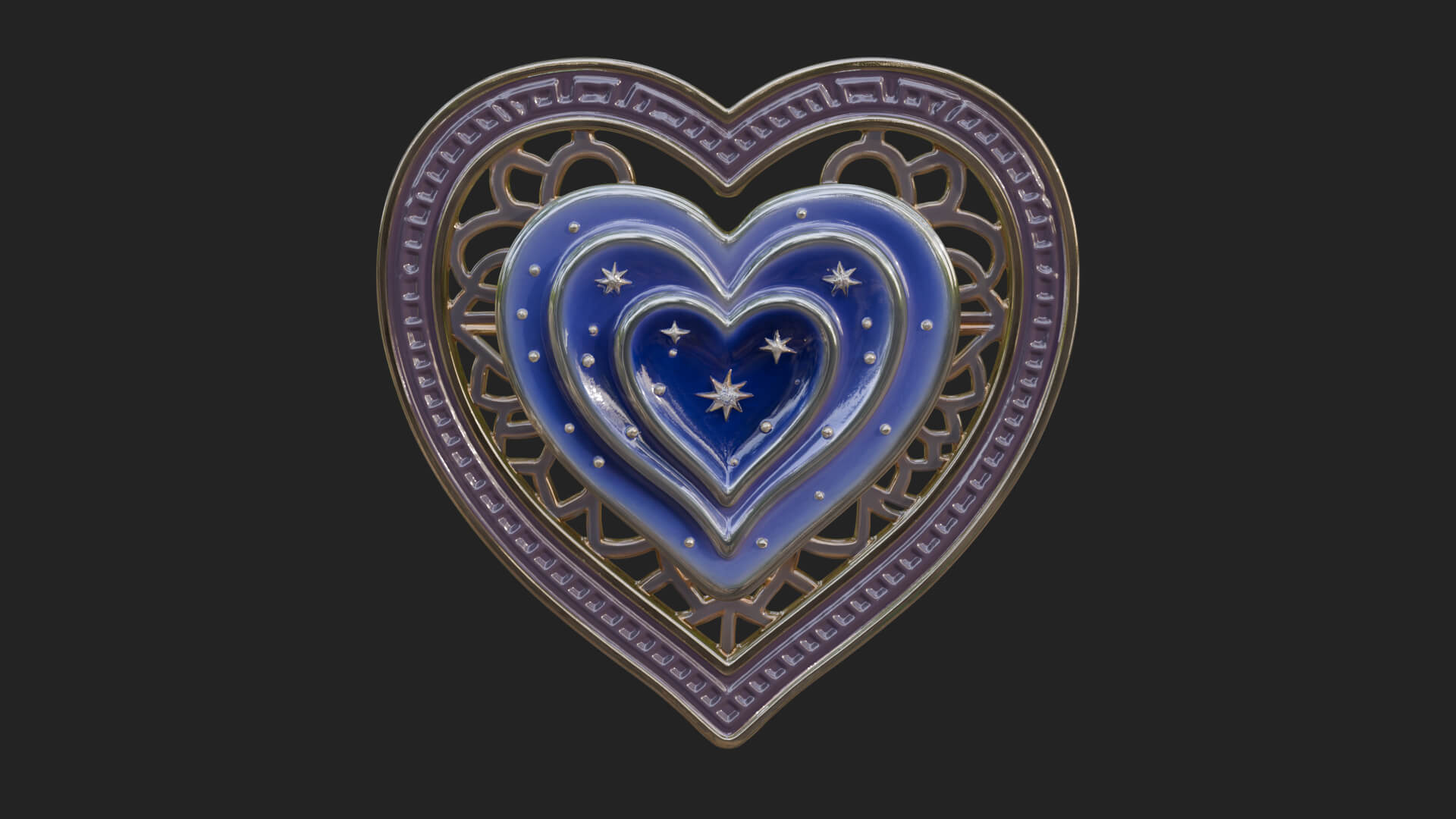 Ornate Framed Heart Plaque Design 308 3D Print Model 3D Model
