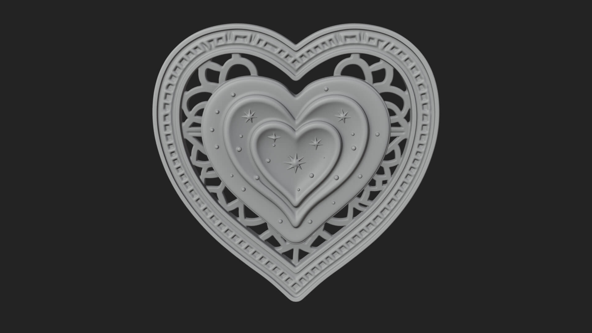 Ornate Framed Heart Plaque Design 308 3D Print Model 3D Model