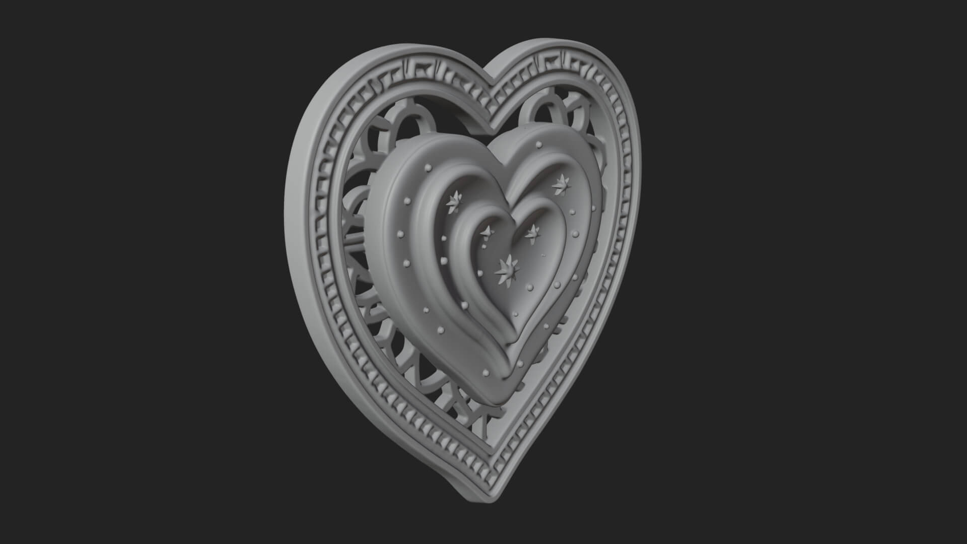 Ornate Framed Heart Plaque Design 308 3D Print Model 3D Model