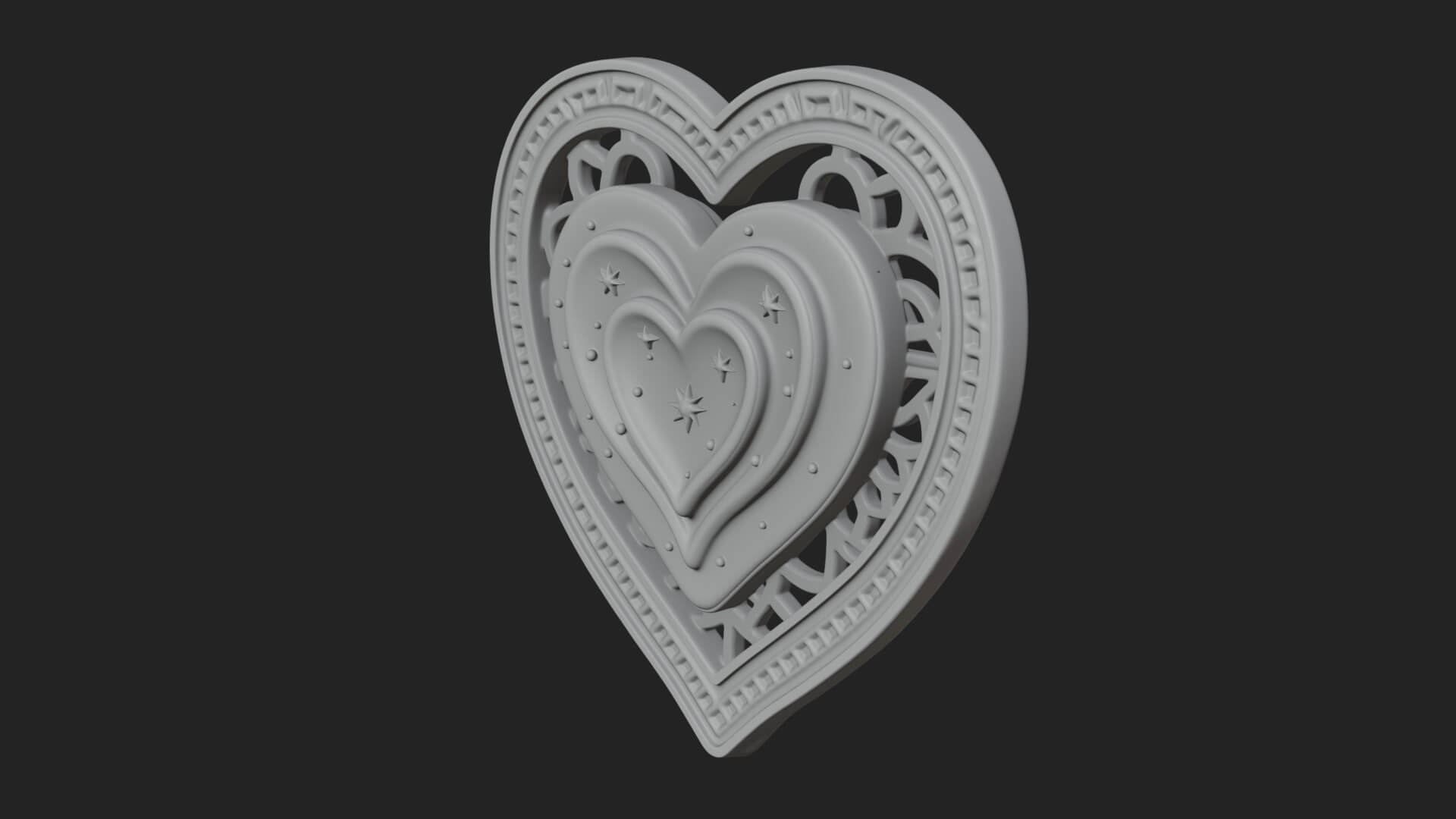 Ornate Framed Heart Plaque Design 308 3D Print Model 3D Model