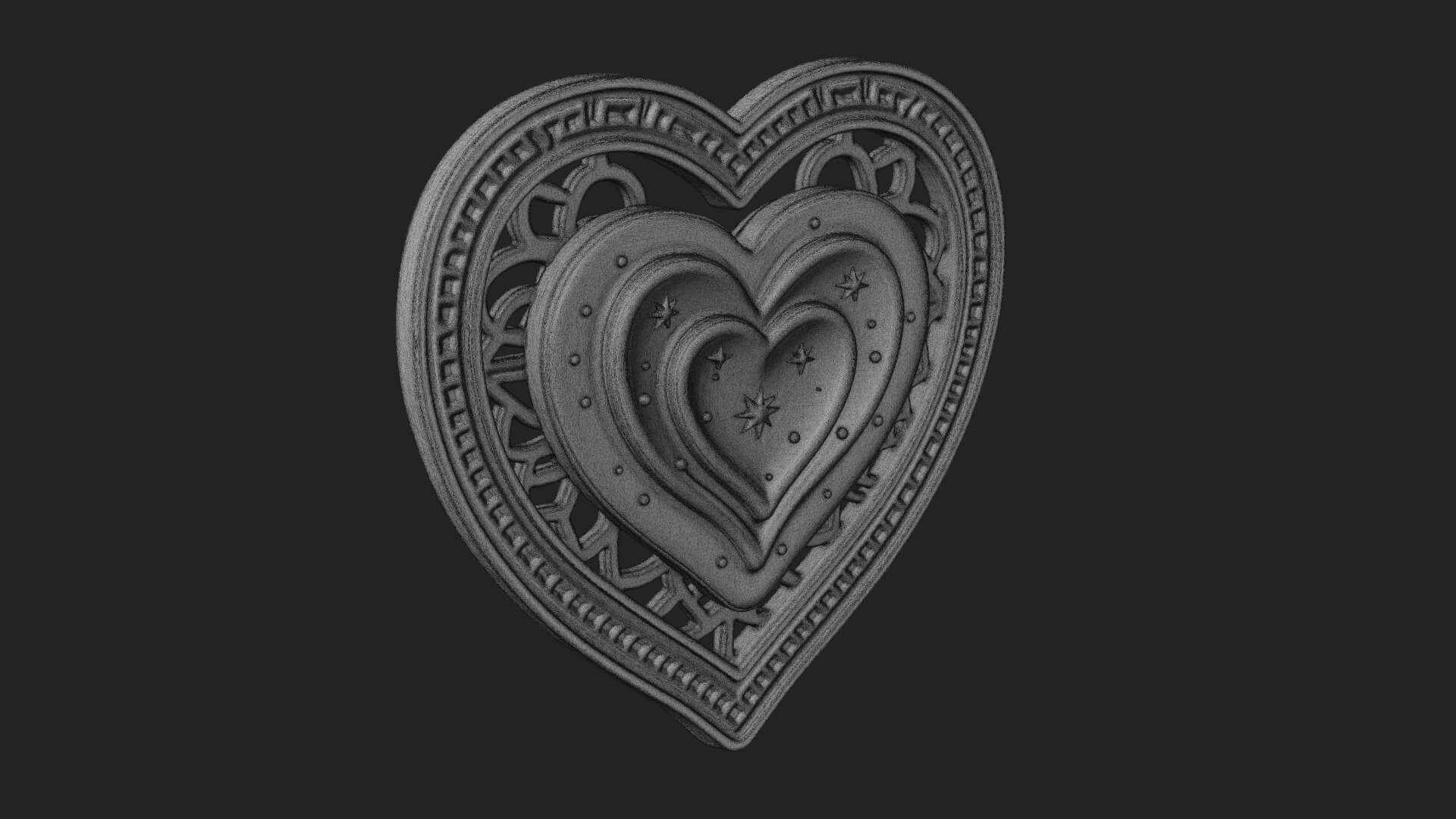 Ornate Framed Heart Plaque Design 308 3D Print Model 3D Model
