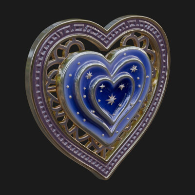 Ornate Framed Heart Plaque Design 308 3D Print Model