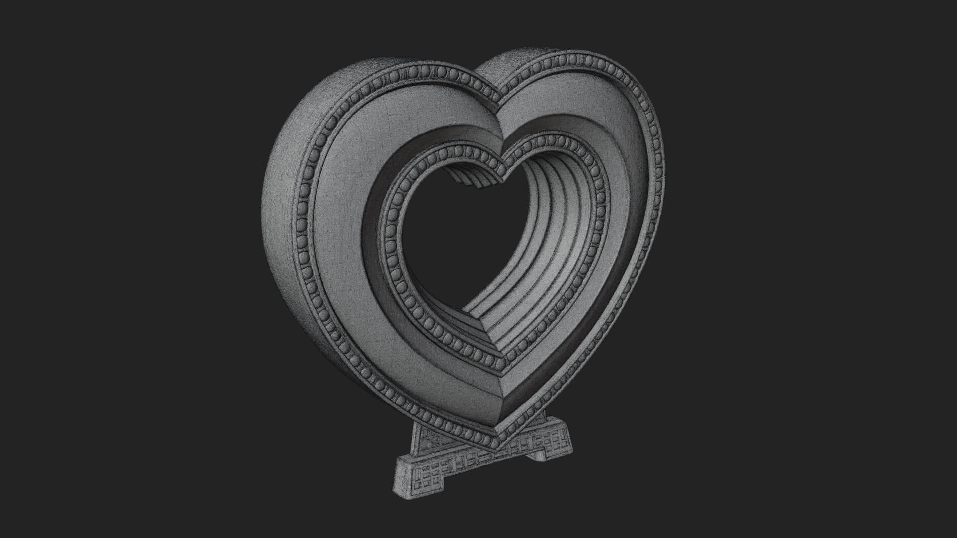 Ornate Framed Heart Plaque Design 309 3D Print Model 3D Model
