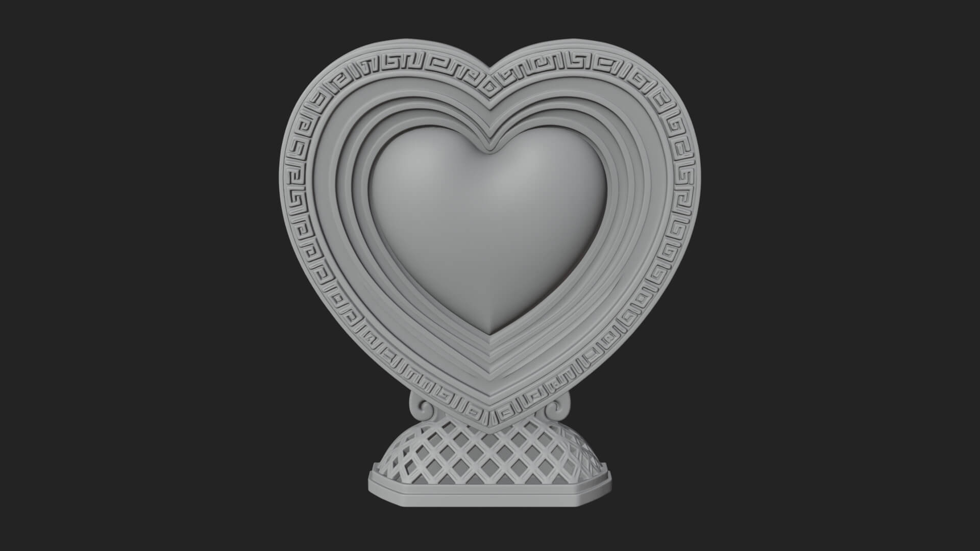 Ornate Framed Heart Plaque Design 311 3D Print Model 3D Model