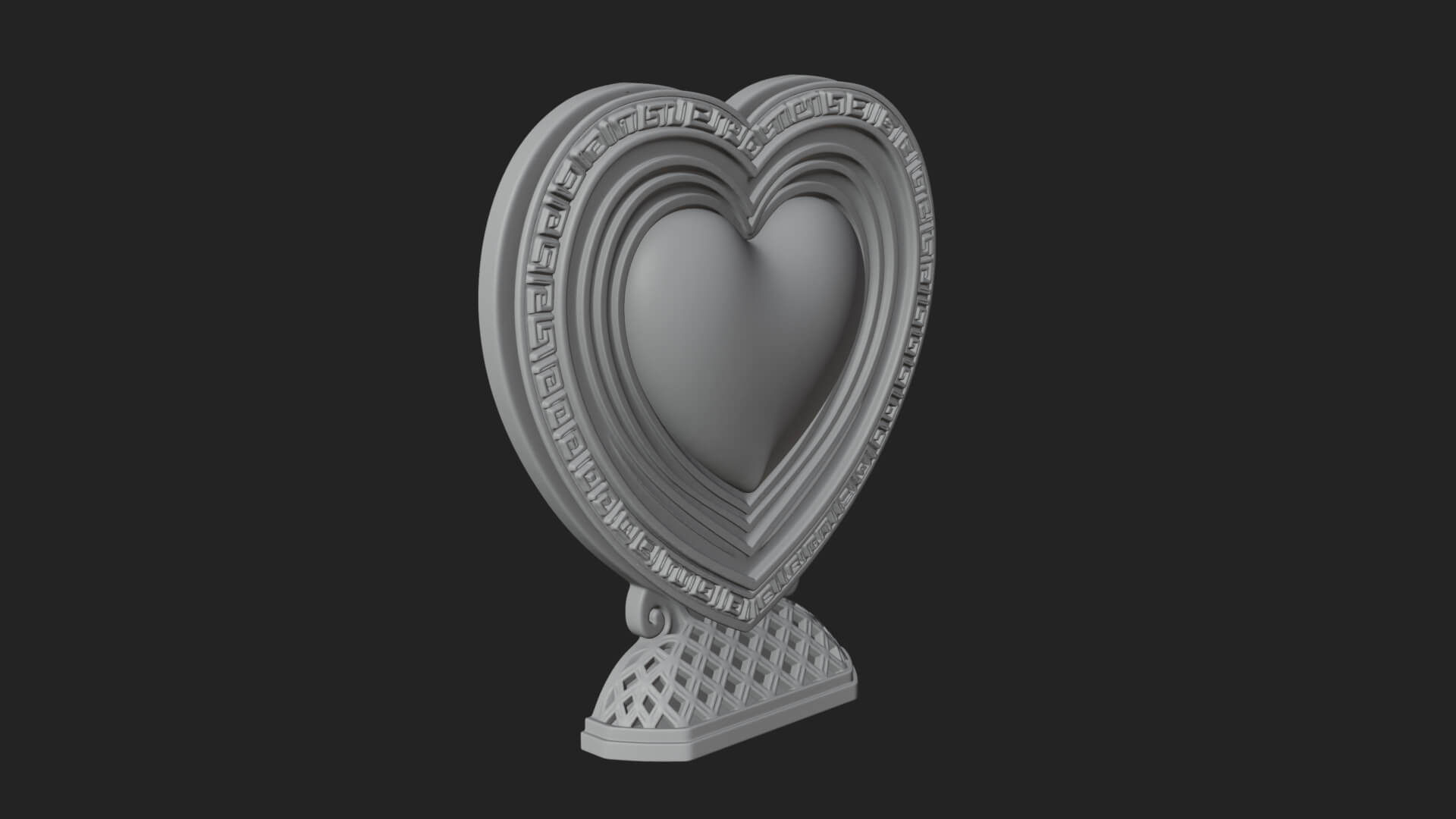 Ornate Framed Heart Plaque Design 311 3D Print Model 3D Model