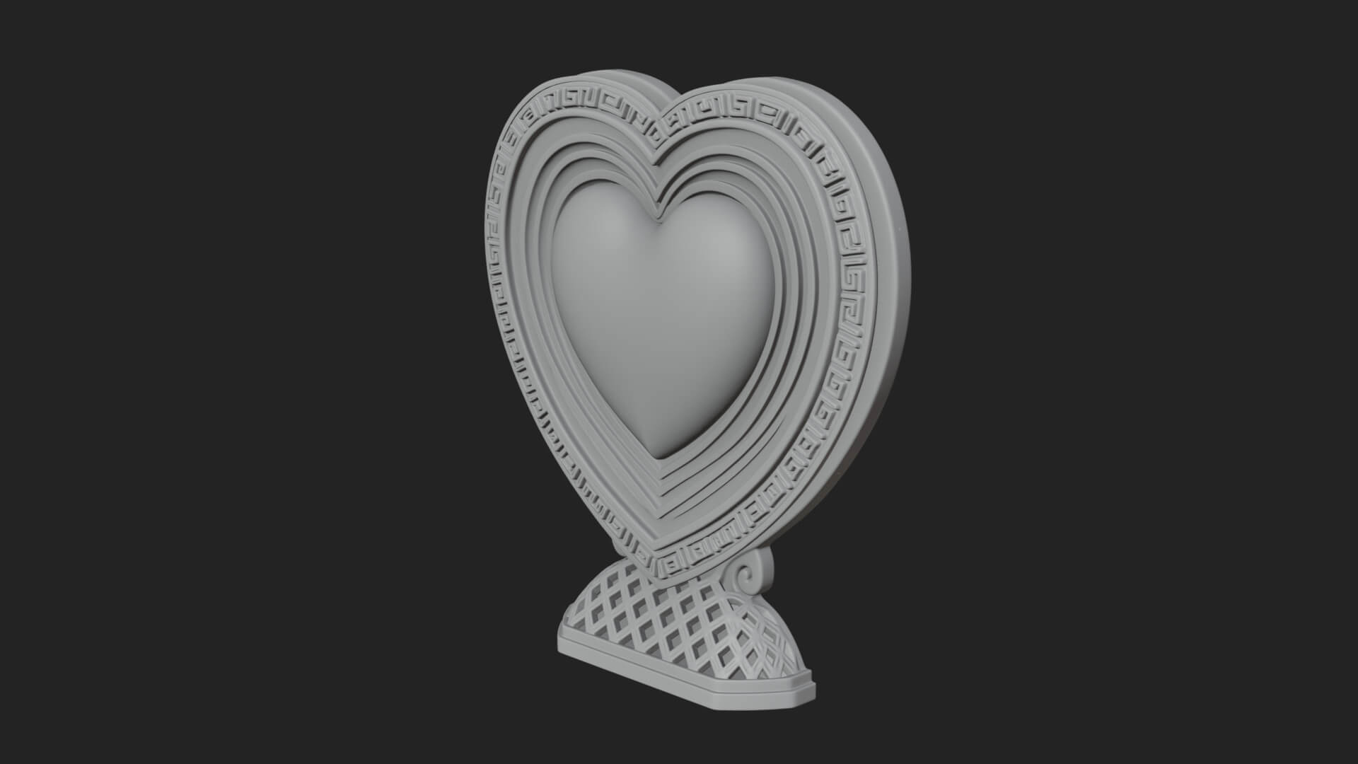 Ornate Framed Heart Plaque Design 311 3D Print Model 3D Model