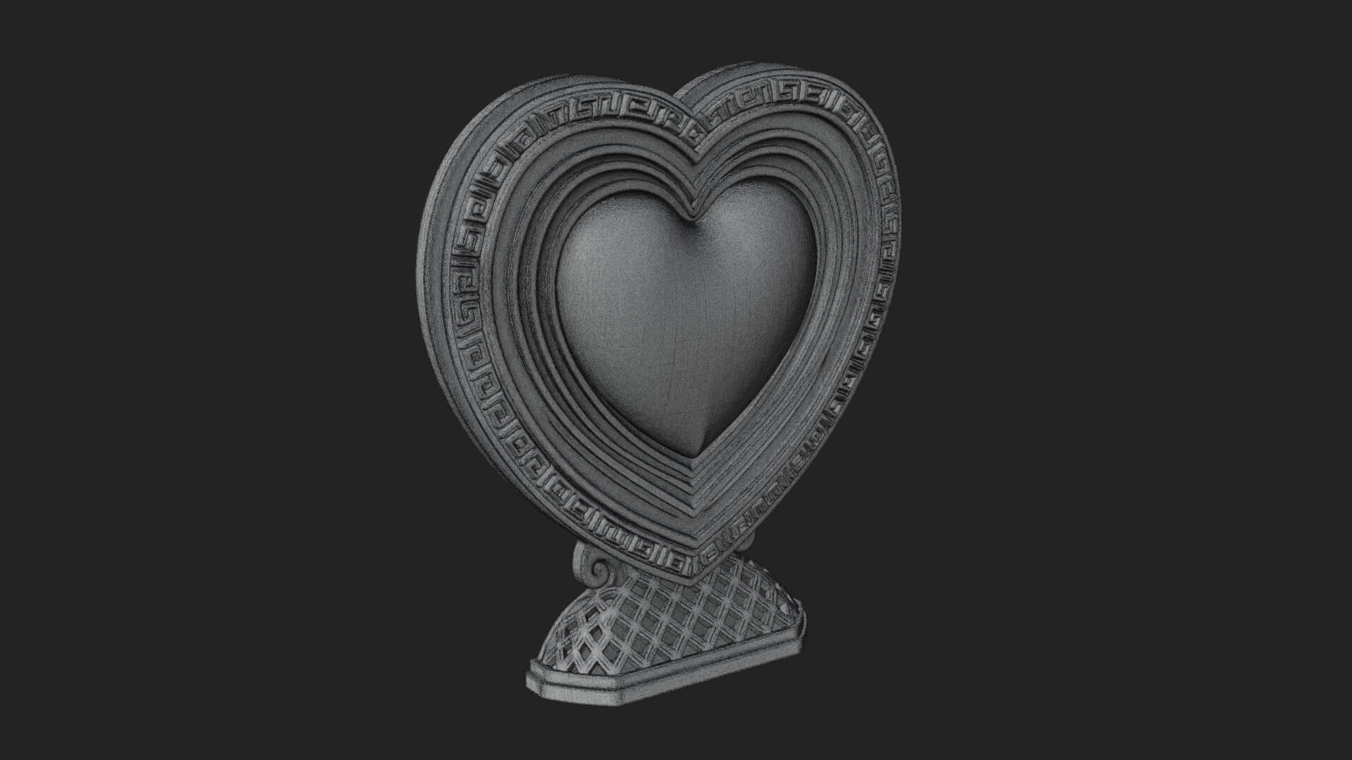 Ornate Framed Heart Plaque Design 311 3D Print Model 3D Model