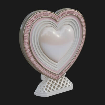 Ornate Framed Heart Plaque Design 311 3D Print Model