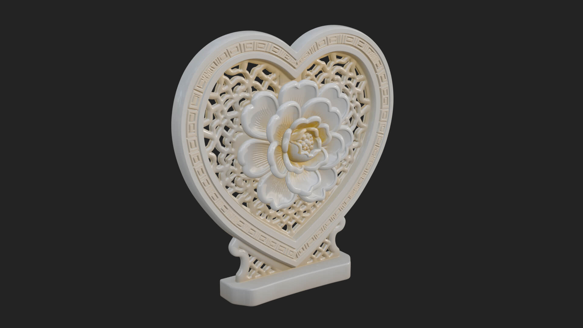 Ornate Framed Heart Plaque Design 317 3D Print Model 3D Model