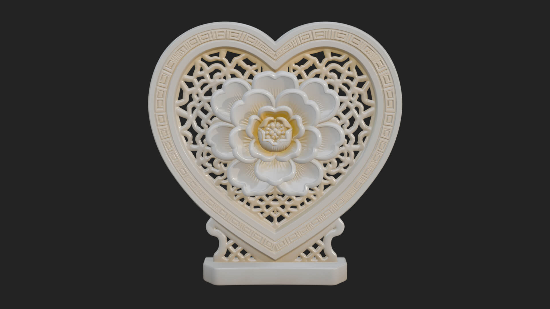 Ornate Framed Heart Plaque Design 317 3D Print Model 3D Model