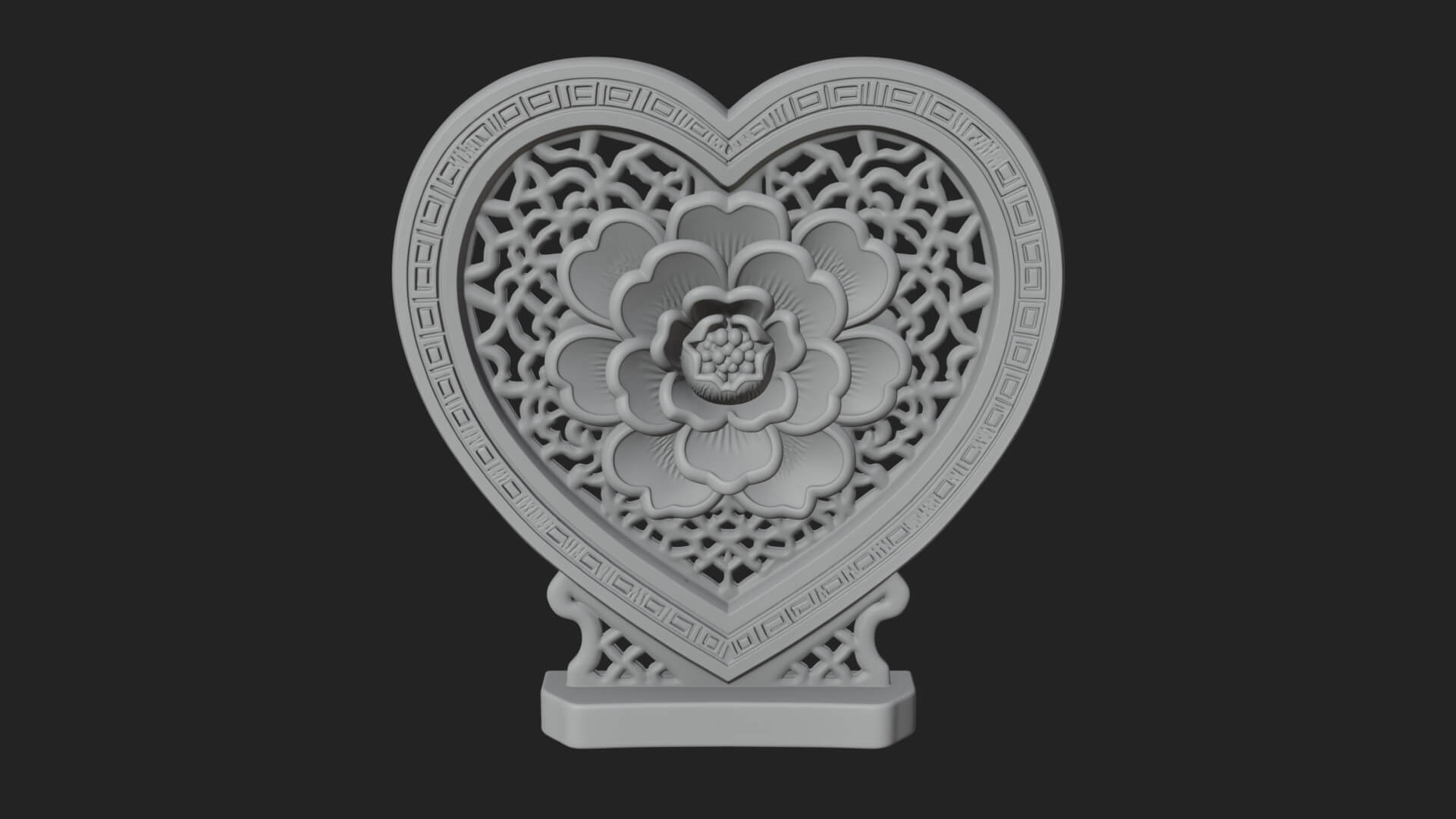 Ornate Framed Heart Plaque Design 317 3D Print Model 3D Model