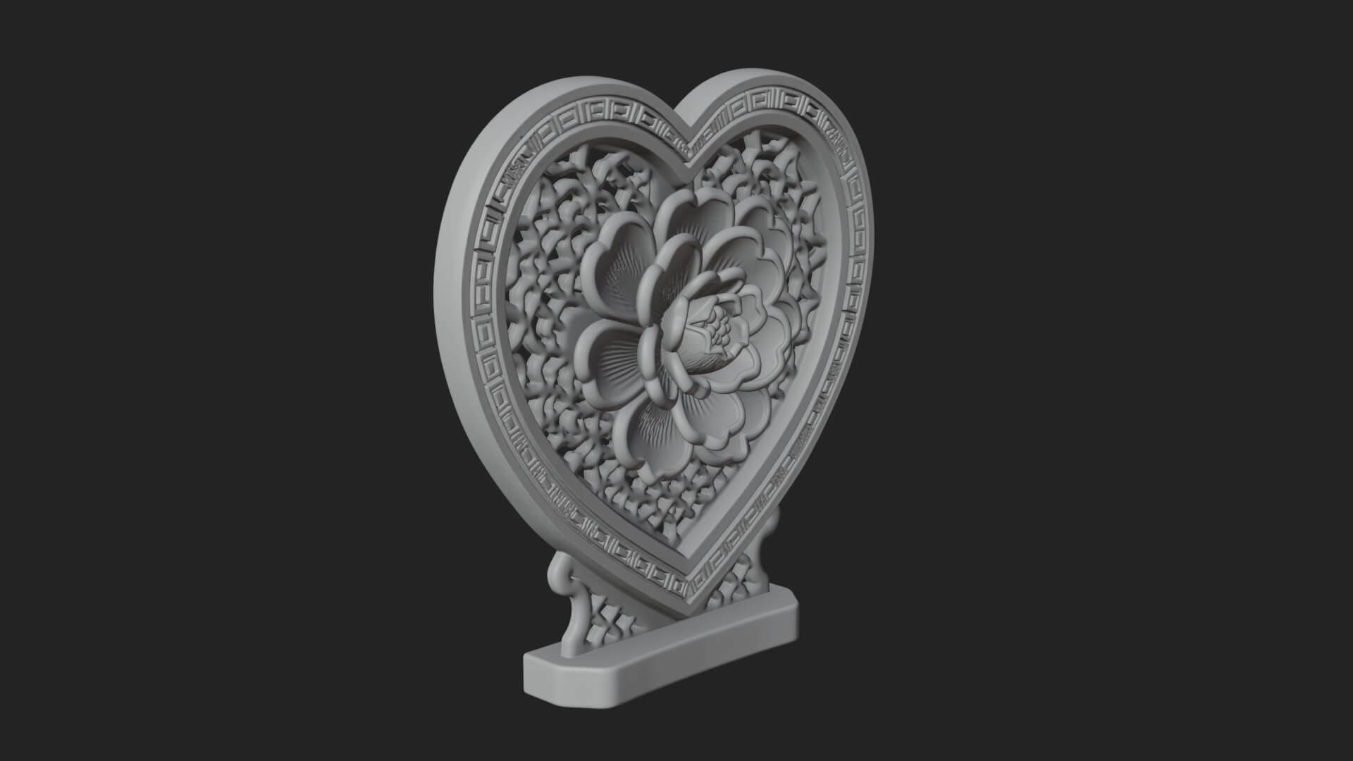Ornate Framed Heart Plaque Design 317 3D Print Model 3D Model