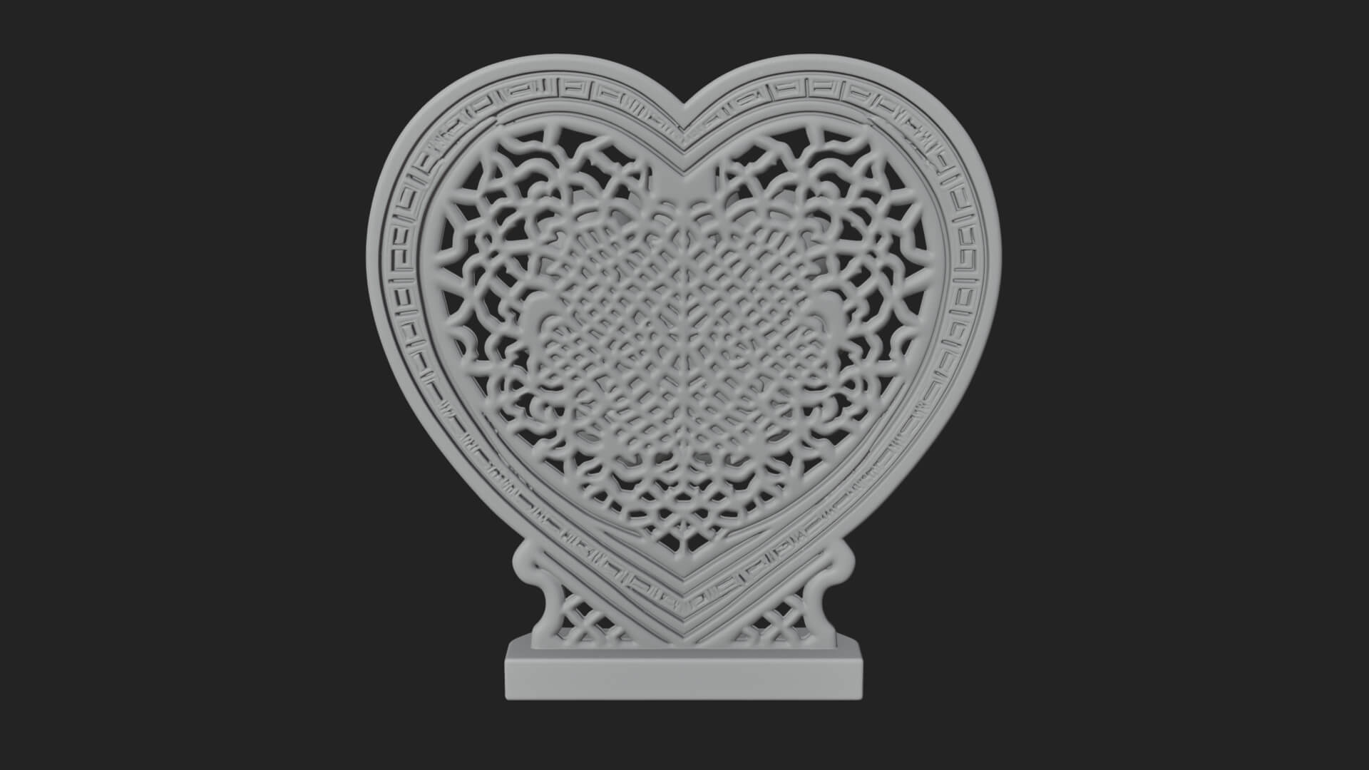 Ornate Framed Heart Plaque Design 317 3D Print Model 3D Model
