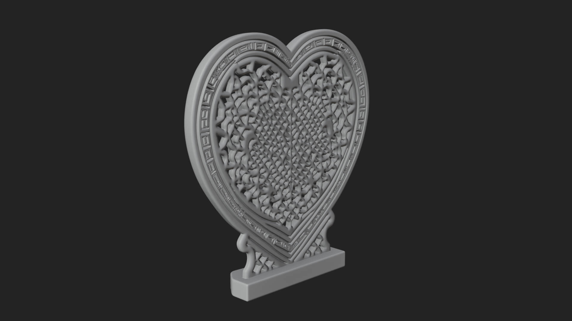 Ornate Framed Heart Plaque Design 317 3D Print Model 3D Model