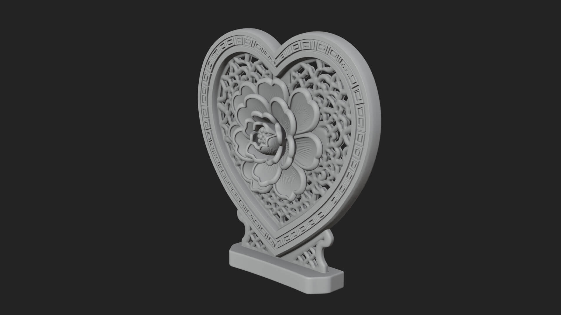 Ornate Framed Heart Plaque Design 317 3D Print Model 3D Model
