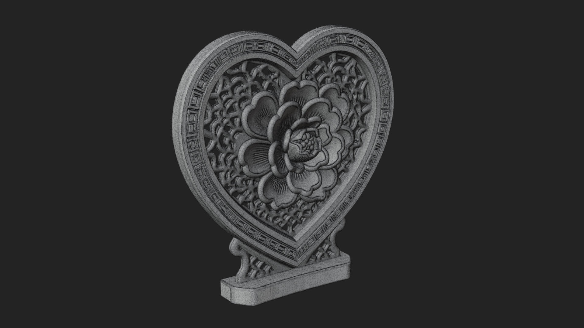Ornate Framed Heart Plaque Design 317 3D Print Model 3D Model