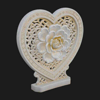 Ornate Framed Heart Plaque Design 317 3D Print Model