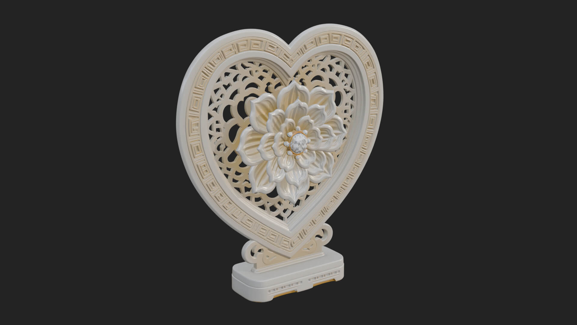 Ornate Framed Heart Plaque Design 318 3D Print Model 3D Model