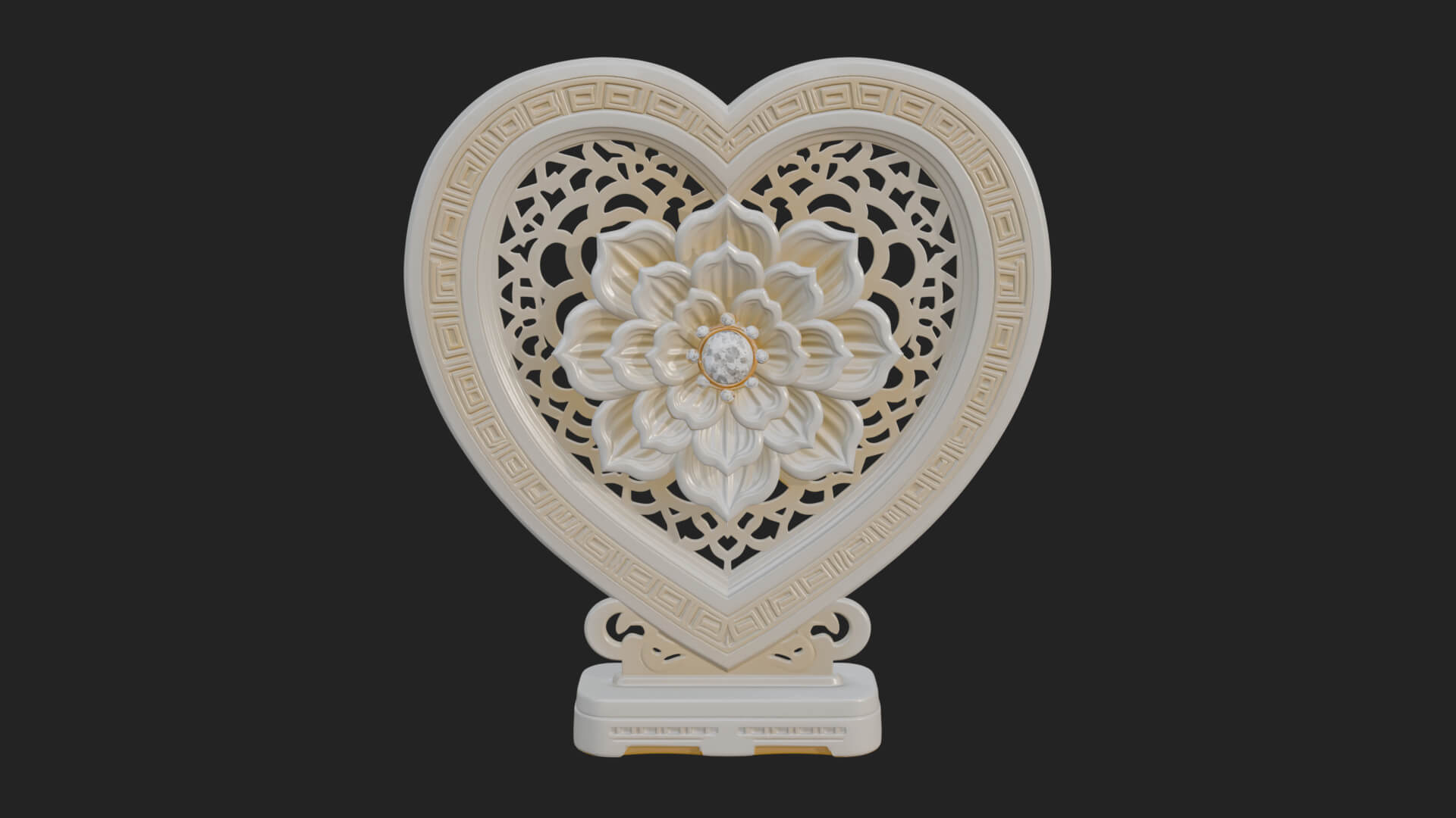 Ornate Framed Heart Plaque Design 318 3D Print Model 3D Model