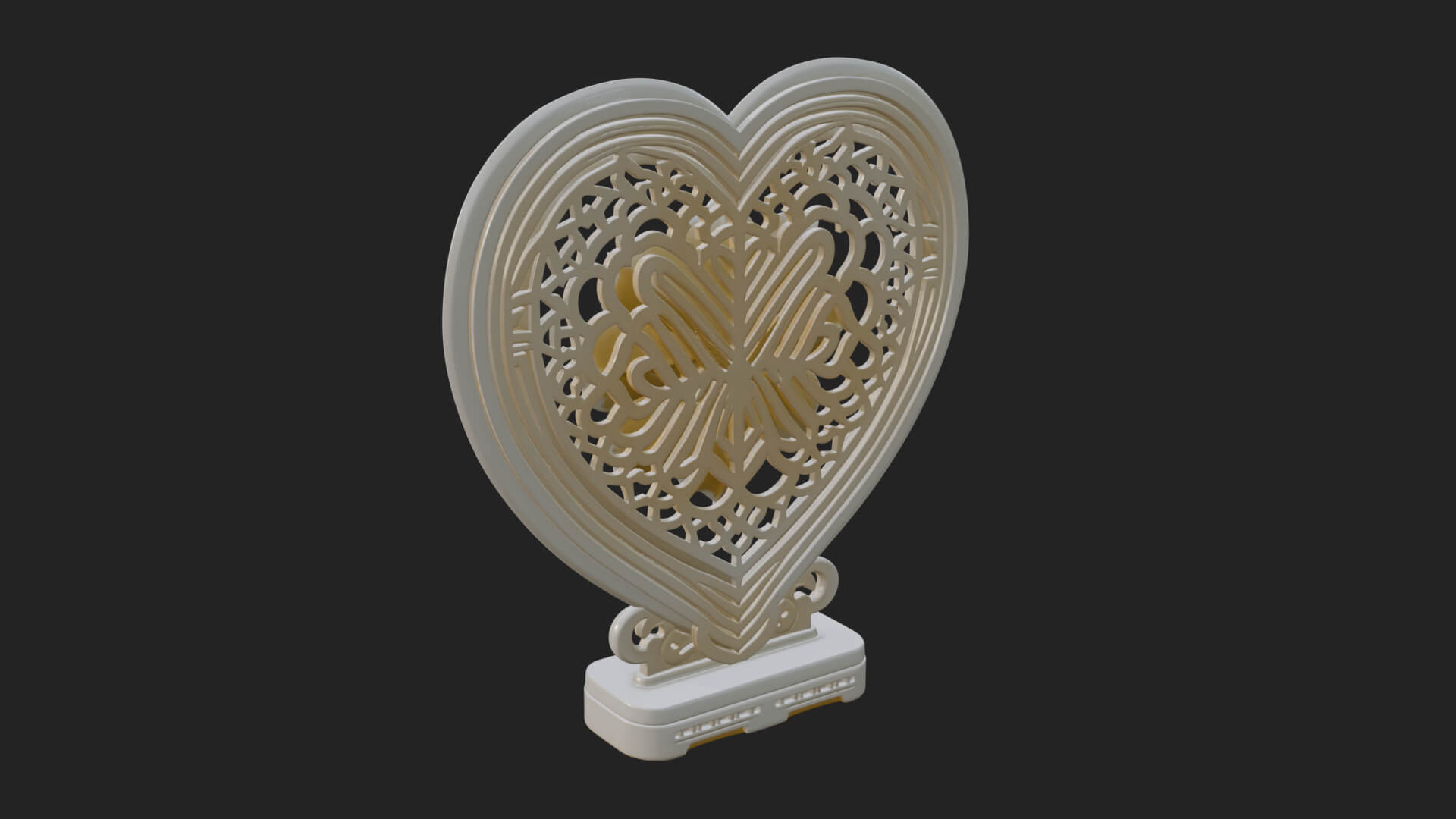 Ornate Framed Heart Plaque Design 318 3D Print Model 3D Model