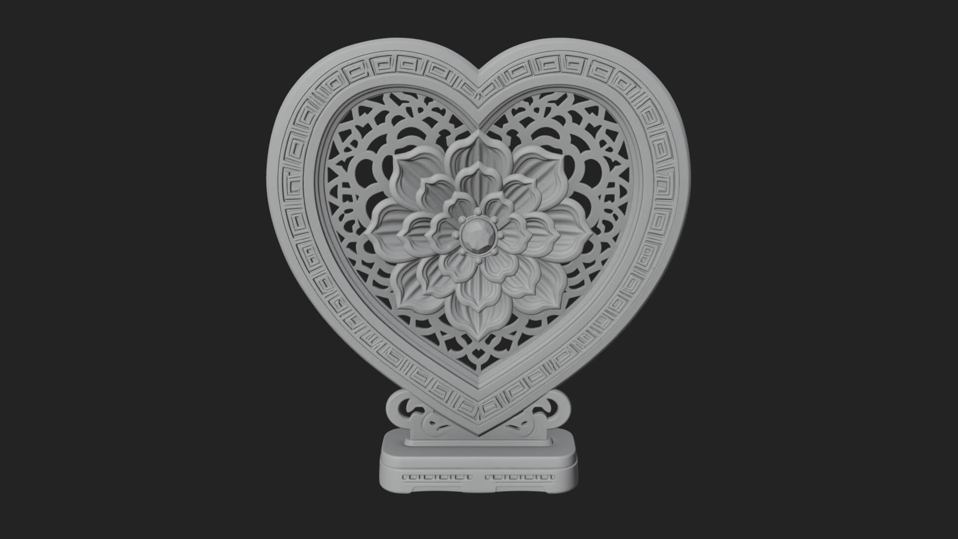 Ornate Framed Heart Plaque Design 318 3D Print Model 3D Model