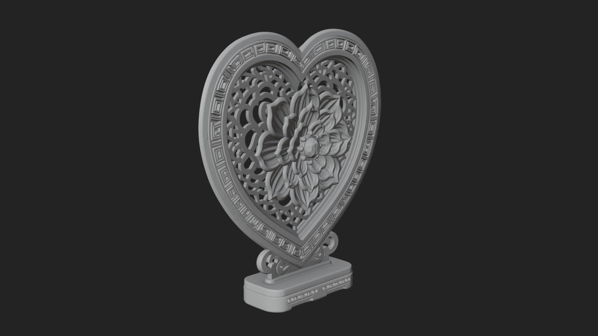 Ornate Framed Heart Plaque Design 318 3D Print Model 3D Model