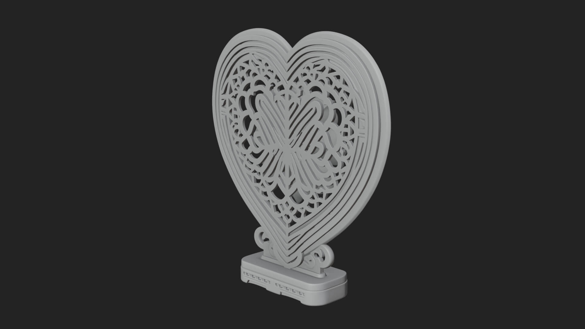 Ornate Framed Heart Plaque Design 318 3D Print Model 3D Model