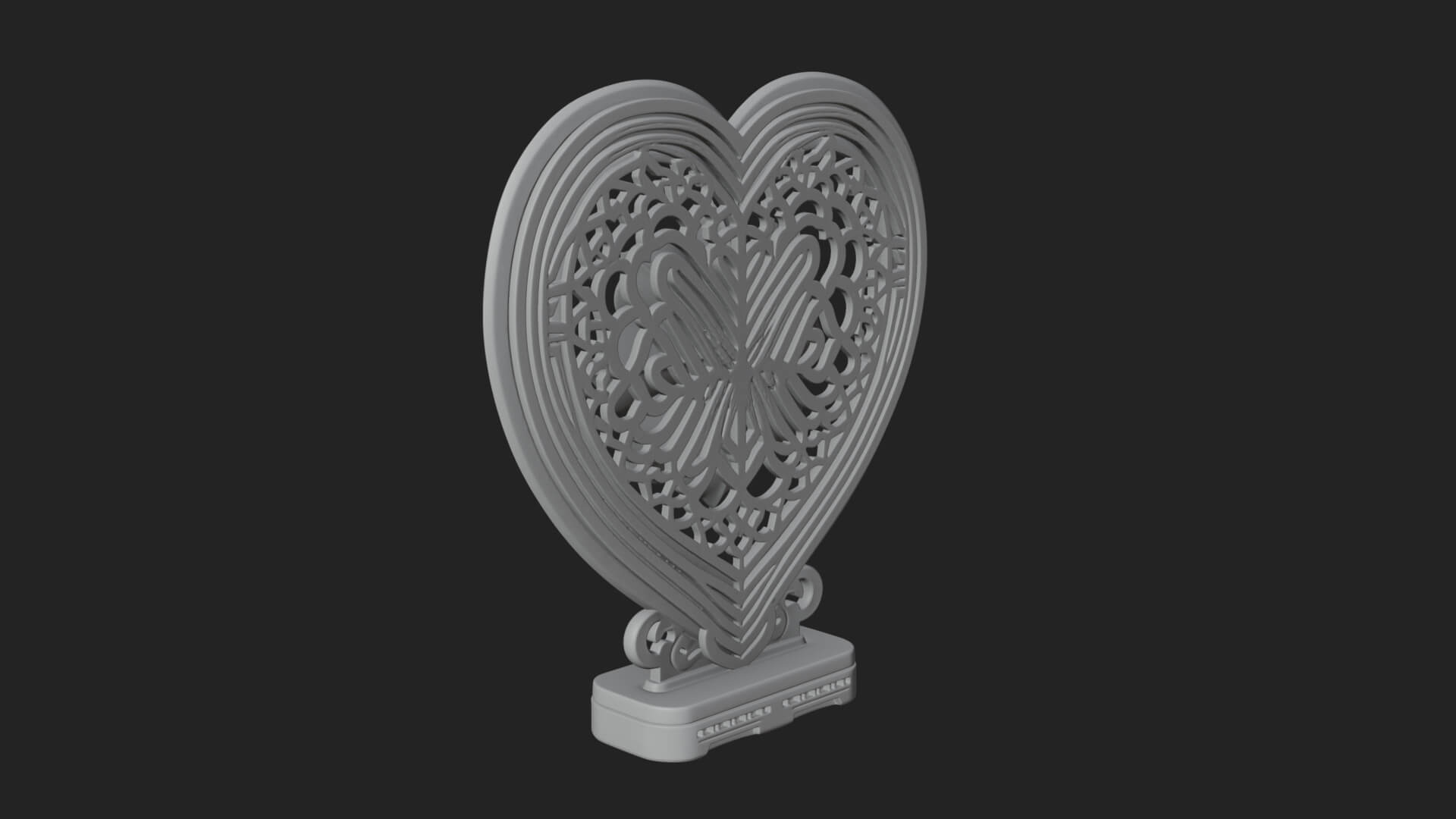 Ornate Framed Heart Plaque Design 318 3D Print Model 3D Model