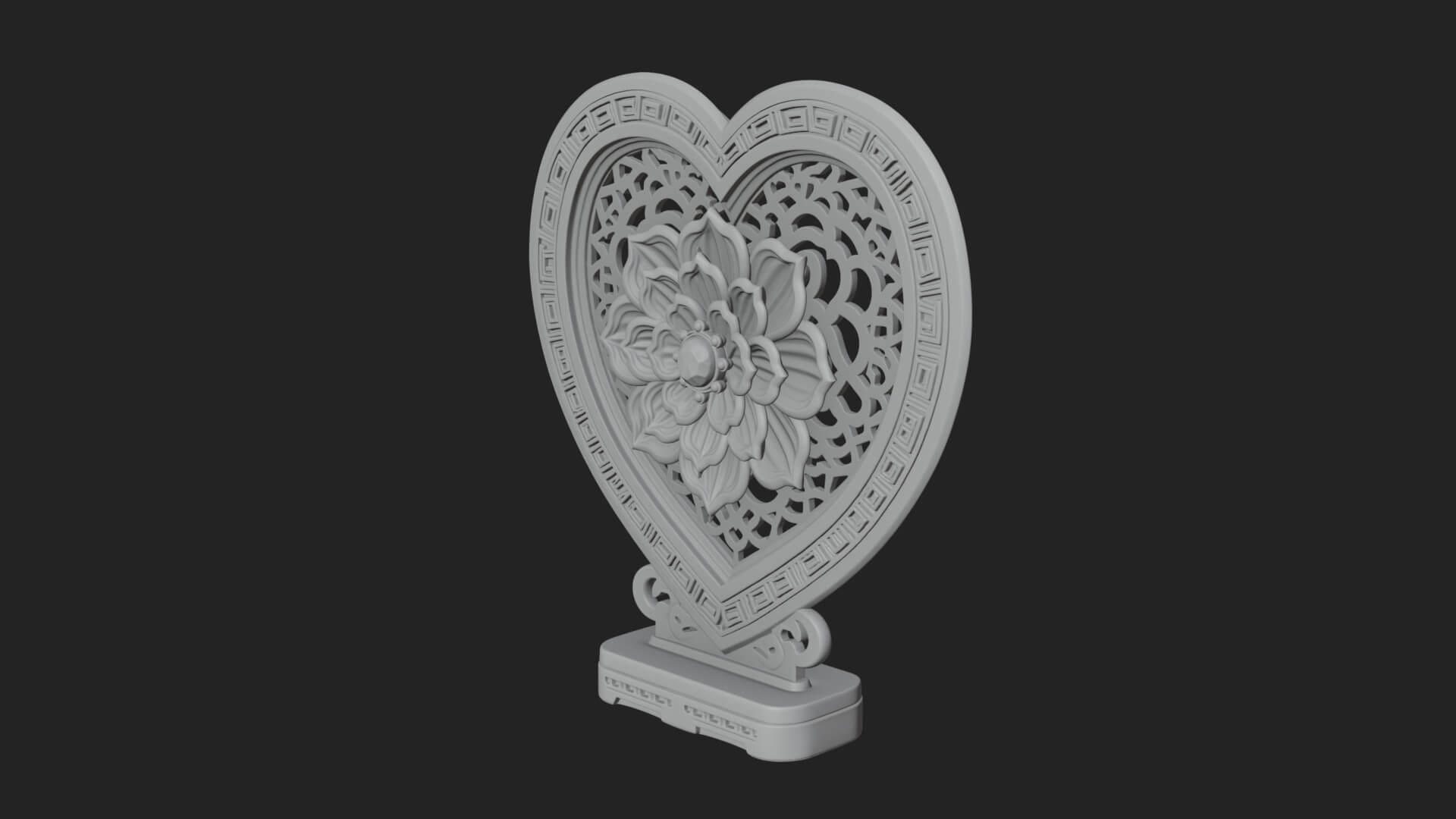 Ornate Framed Heart Plaque Design 318 3D Print Model 3D Model