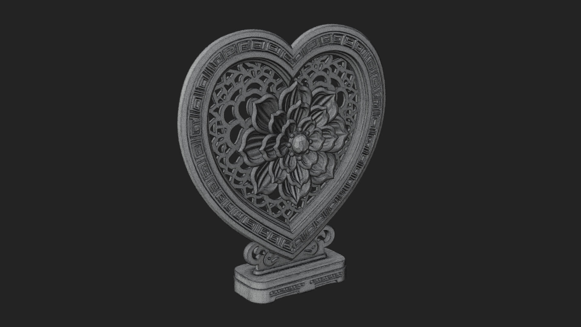 Ornate Framed Heart Plaque Design 318 3D Print Model 3D Model