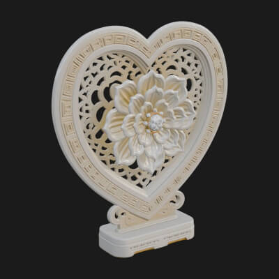 Ornate Framed Heart Plaque Design 318 3D Print Model